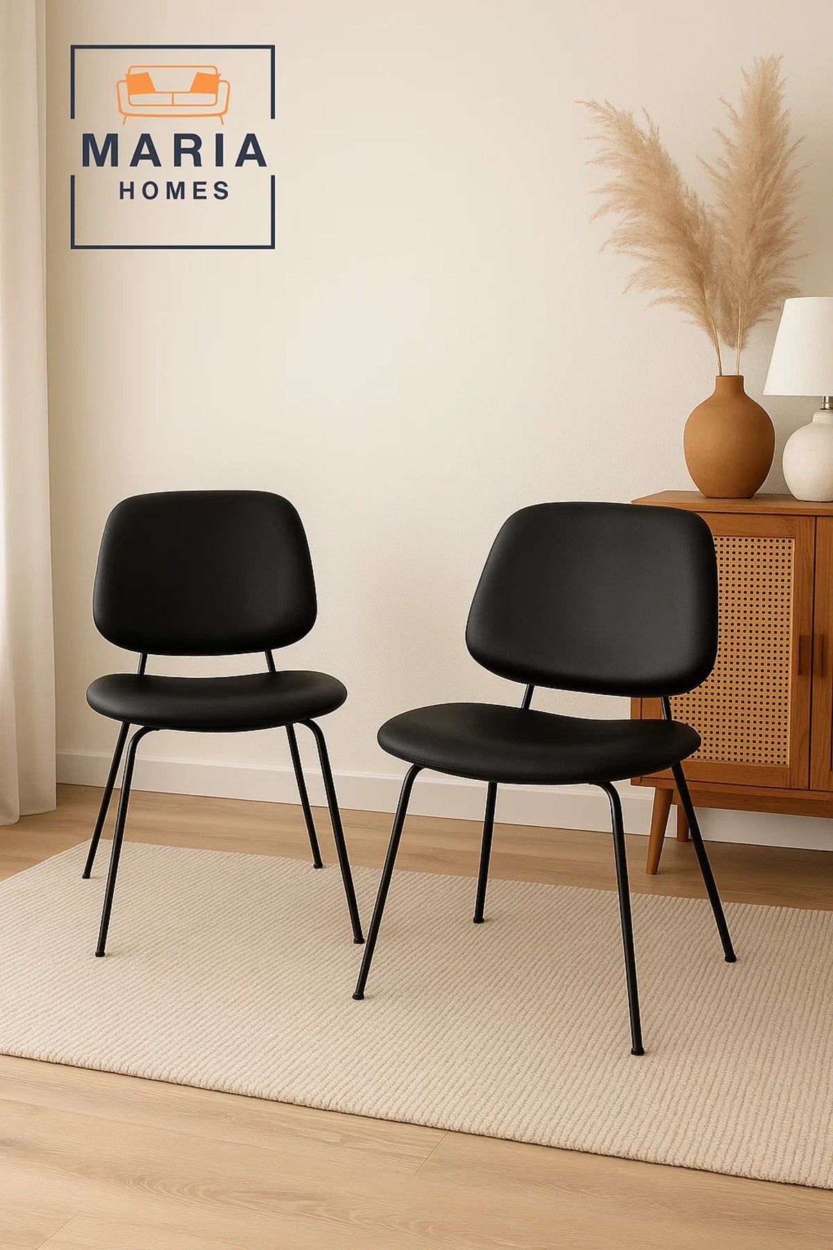 Modern Black Faux Leather Dining Chair with Metal Legs Ð Sleek and Durable Contemporary Seating