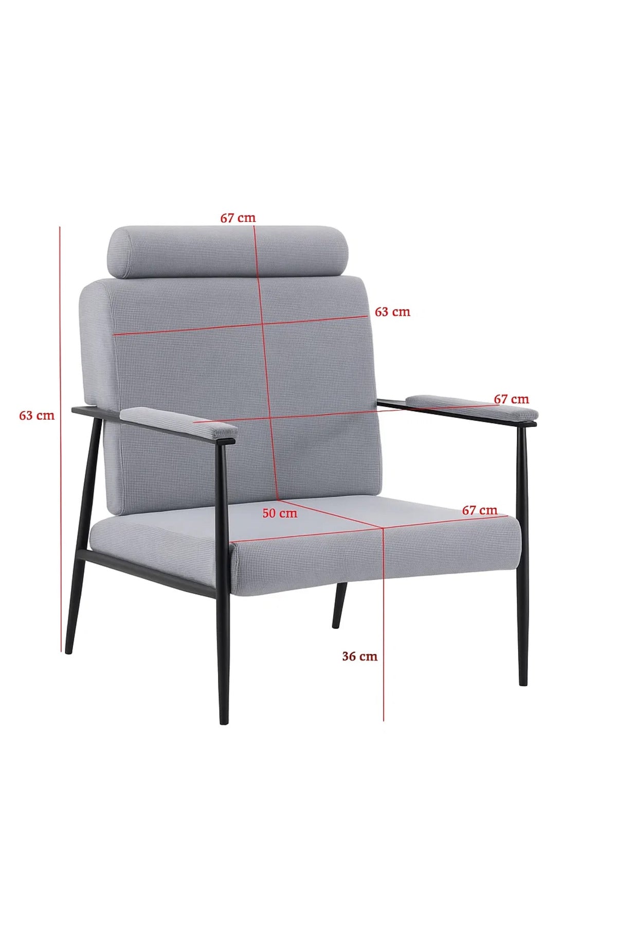 Light Grey Lounge Chair with Headrest | Modern Comfortable Armchair for Living Room & Office Decor