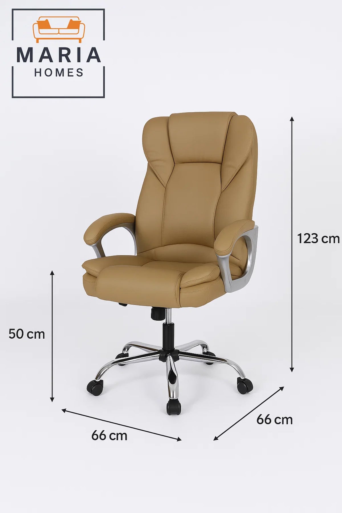 Beige Executive Office Chair With High Back And Padded Support For Home Or Workplace Comfort