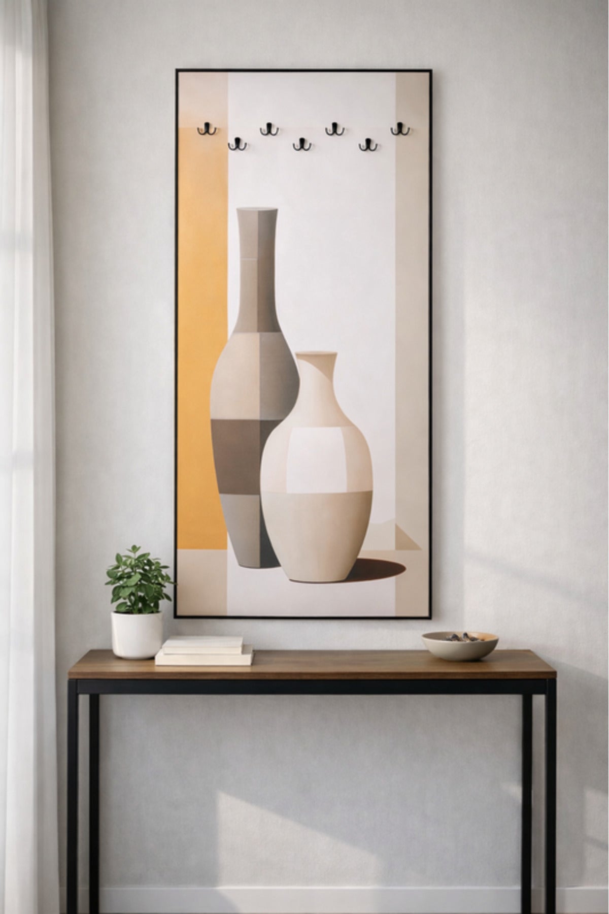 Modern Vase Wall Art Panel with Hooks for Entryway and Living Room 180x80cm modern vase