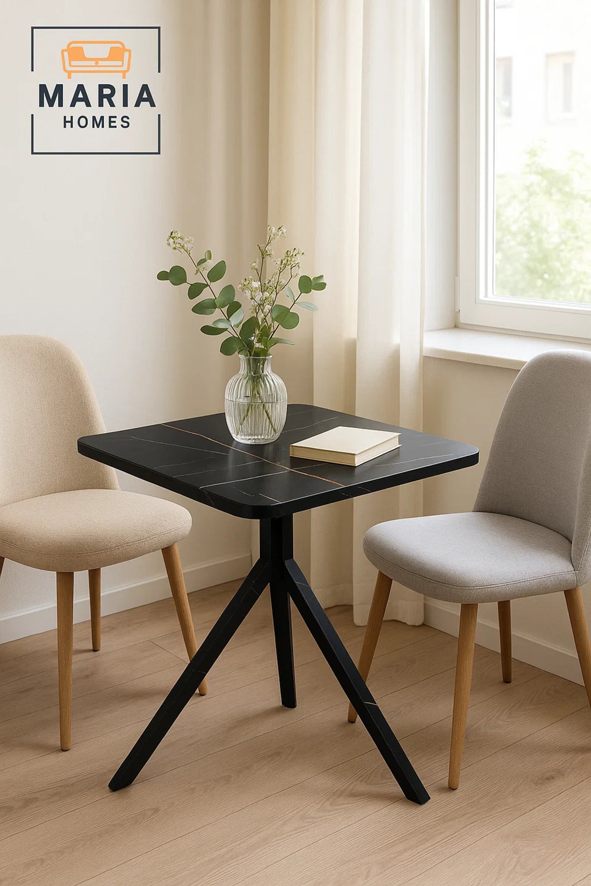 Square Black Dining Table √ê Modern Caf≈Ω, Restaurant, Office & Home Metal Furniture 70_70_60 cm