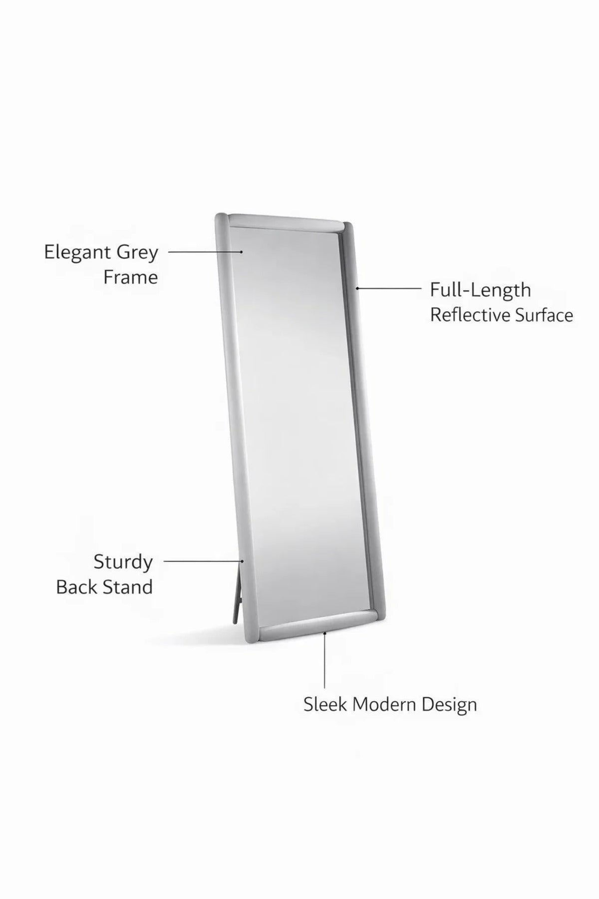 Grey Full Length Standing Mirror 80x180cm Modern Floor grey full length
