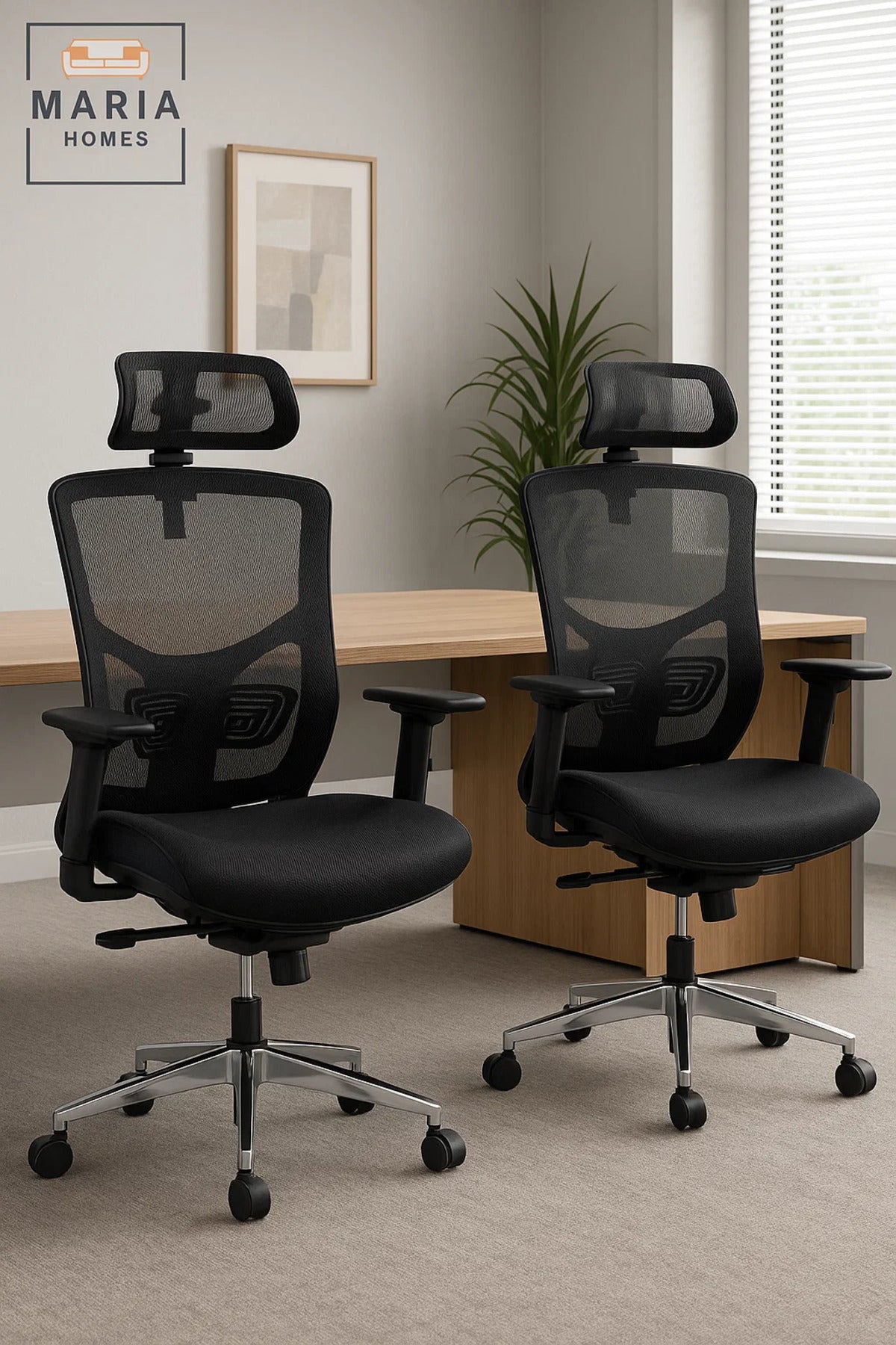 Ergonomic Black Mesh Office Chair with Adjustable Headrest and Lumbar Support for All-Day Comfort