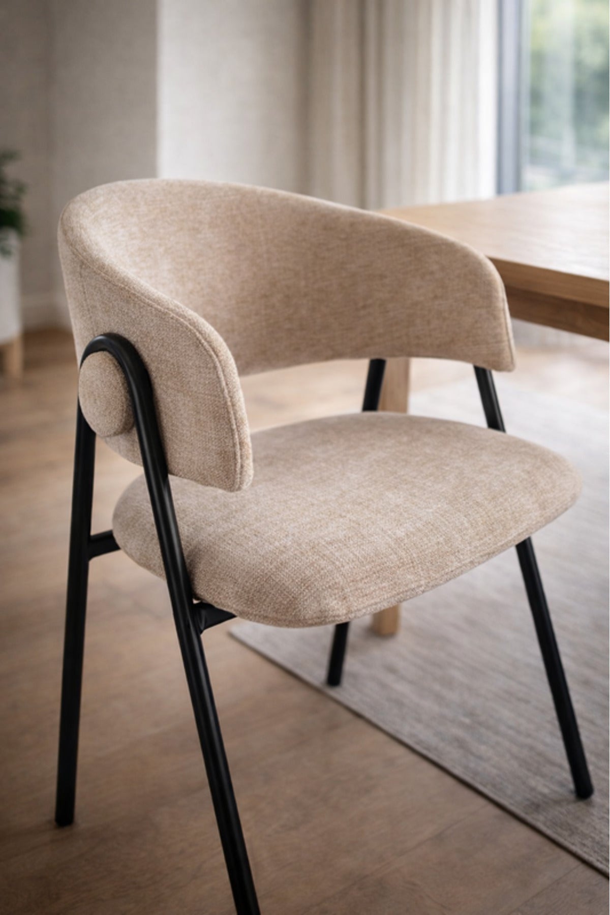 Beige Armchair with Black Metal Legs, 80x45x49 CM beige armchair Dining Room Chair