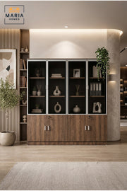Executive Office Storage Cabinet with Glass Doors √ê Lockable Wooden Display & Filing Cabinet