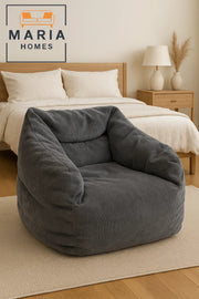 Gray Corduroy Bean Bag Chair Ð Ultra Soft Floor Seating with Arm & Back Support