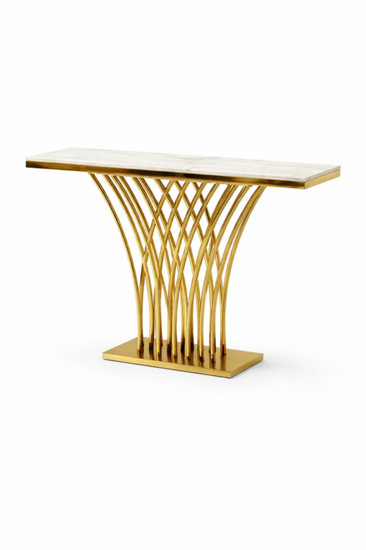 Gold Stainless Steel Console Table with Marble Top 140_40 cm Modern Entryway gold