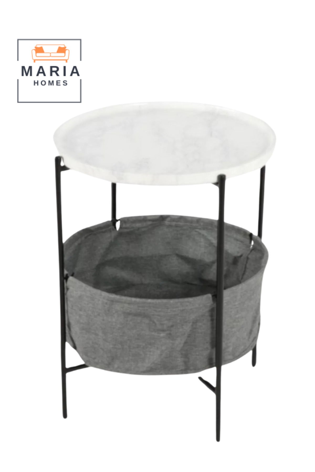Modern Round Side Table with Storage Basket Stylish & Practical 42x56cm