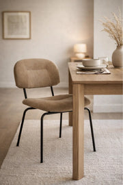 Modern Coffee Dining Chair with Black Metal Legs Comfortable Dining Room Chair