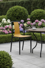 Stylish Yellow Plastic Chair with Black Frame, 88x41x47 CM