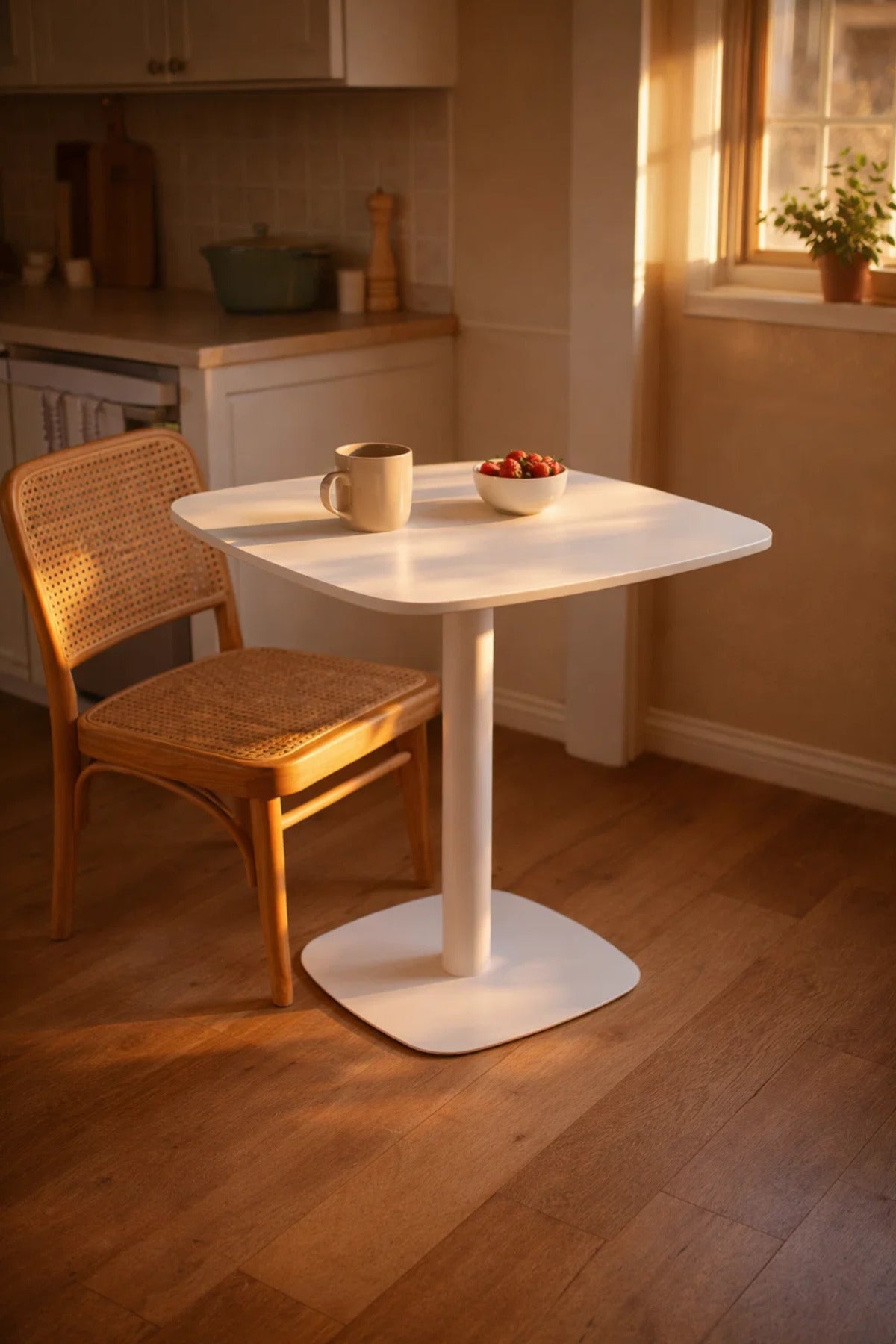 Premium White Square Bistro Table 70x70cm Modern Wooden Dining Furniture for Home Cafe Kitchen