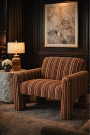 Modern Brown Fabric Accent Armchair Comfortable Upholstered Living Room Chair