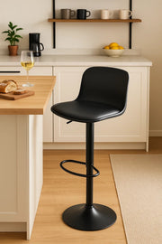 Adjustable Black Bar Stool with Footrest Ð Modern Swivel Counter Chair