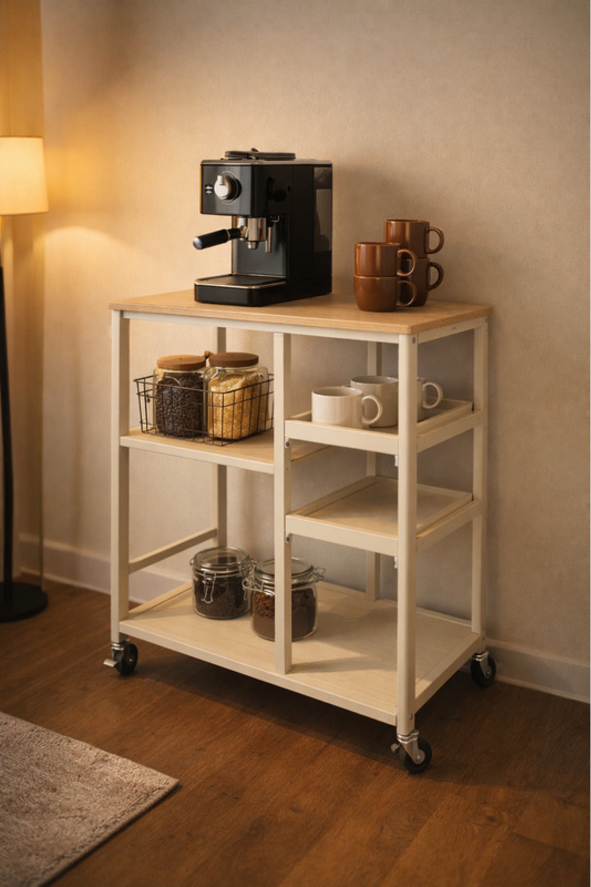 Multi-Tier Storage Shelf with Wheels 80_40_85 cm