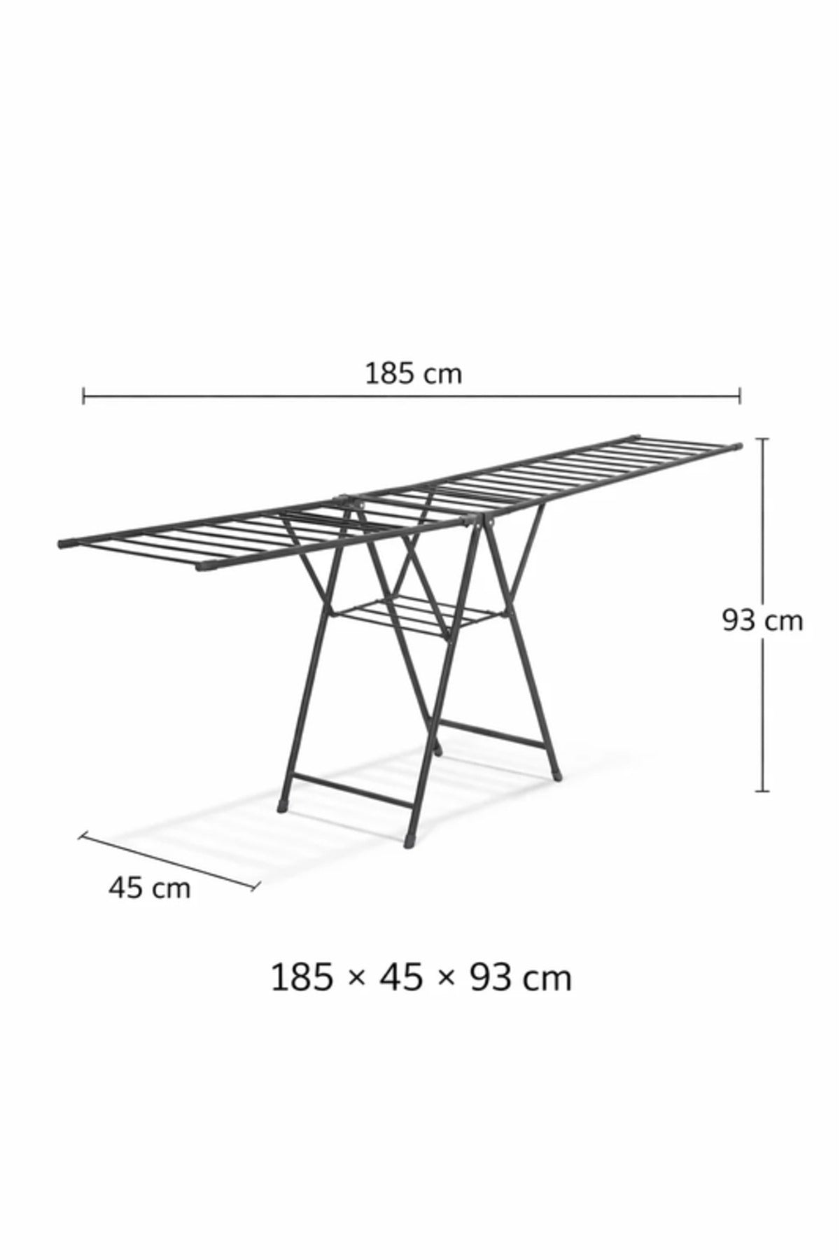 Gray Foldable Clothes Drying Rack 185x45x93 cm √ê Laundry Airer Stand