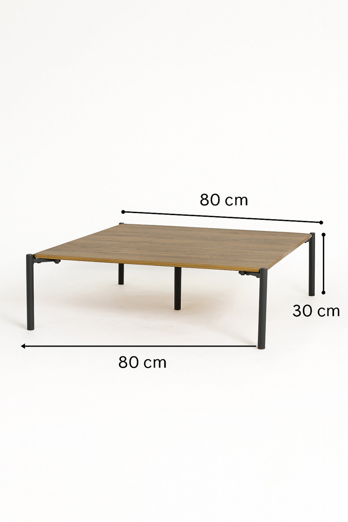 Modern Brown Square Coffee Table with Black Metal Legs Ð Contemporary Center Table 80_80_30 cm