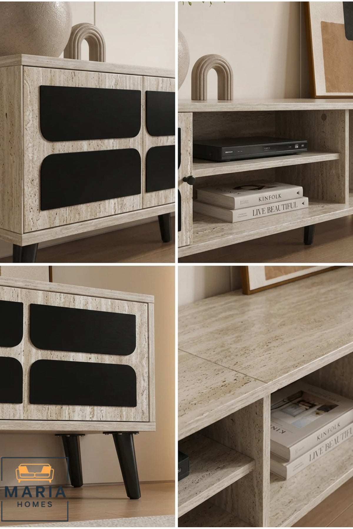 Modern TV Unit with Storage Cabinets and Open Shelving √ê Scandinavian Entertainment Center