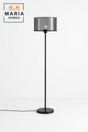 Black Floor Lamp with Smoked Glass Shade