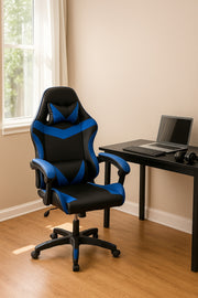 Blue and Black Gaming Chair Ergonomic Chair with Adjustable Height Swivel Base & Lumbar Support