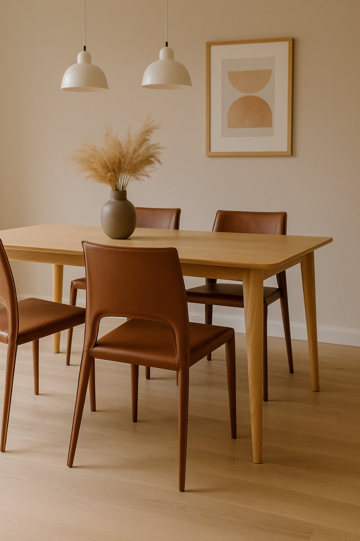 Red Brown PU Leather Dining Chair Ð Modern Full Leather Minimalist Chair for Dining Room & Office