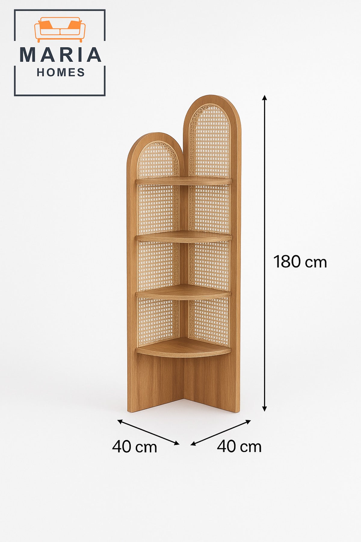 Brown Rattan Corner Shelf Ð 180_40_40 cm Modern Space-Saving Display Rack