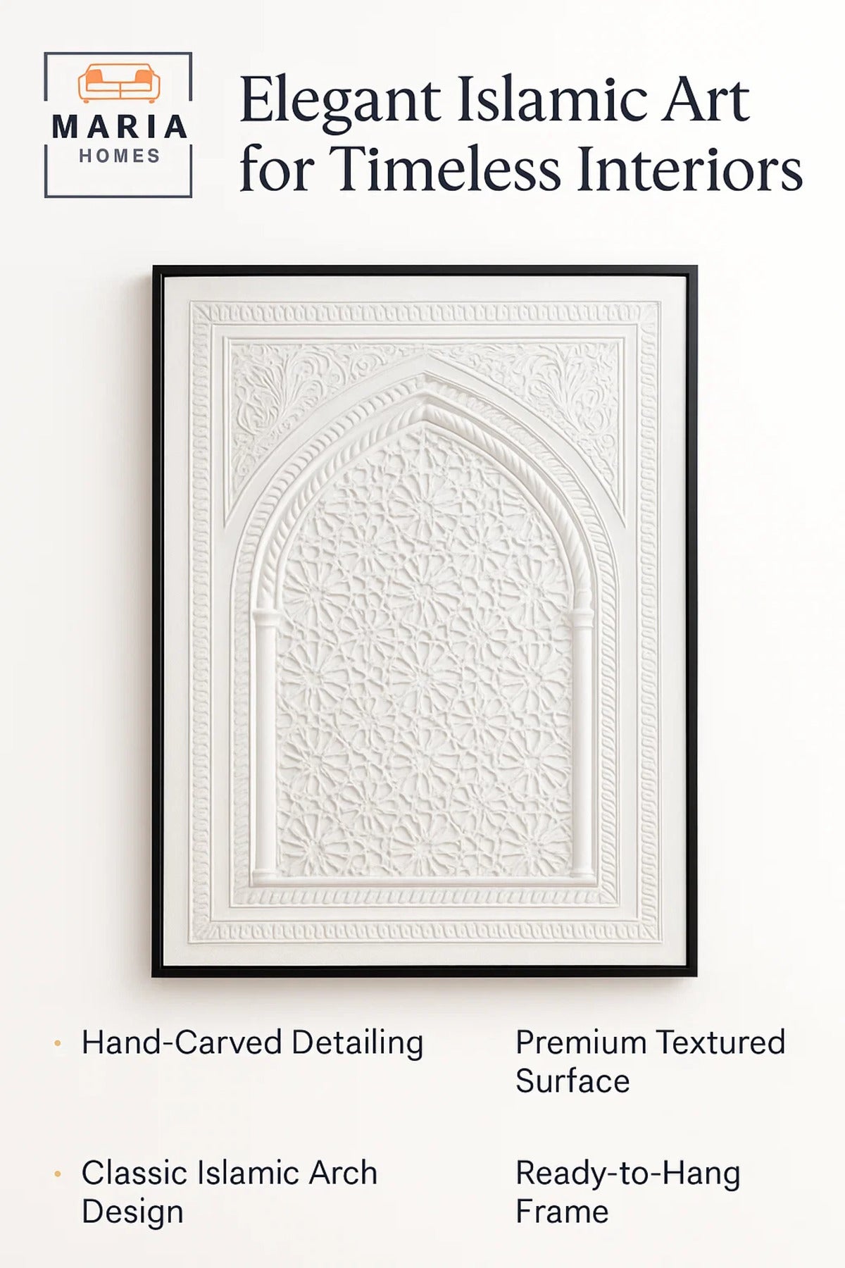 Arabic Geometric Wall Art Panel 120_80 cm √ê Premium White Design