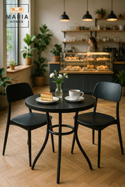 Modern Black Round Outdoor Dining Table 70x70x75 Ð Metal Patio Table, Garden Furniture