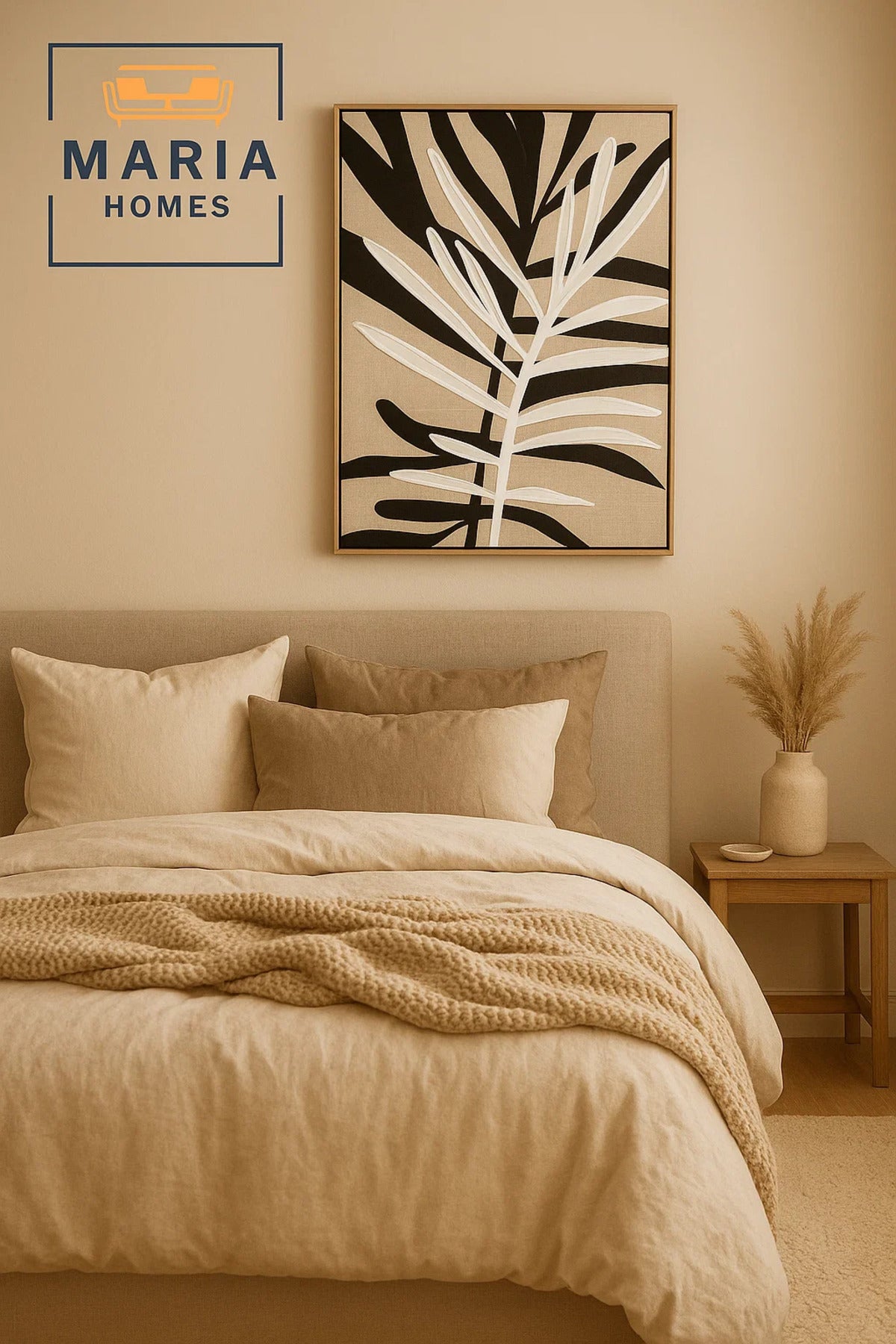 Textured Botanical Wall Art with Black and White Leaf Design-size80*120 CM