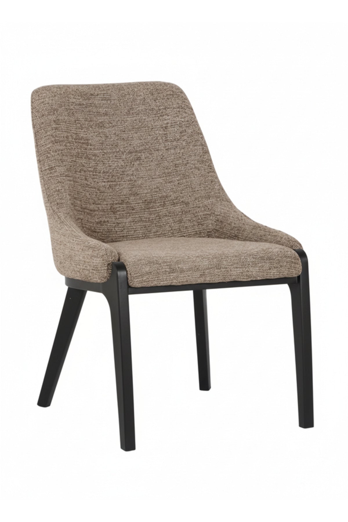 Modern Coffee Fabric Dining Chair with Black Wooden Legs for Dining Room Seating