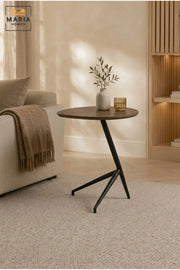 Modern Accent Side Table with Wooden Top & Geometric Base, Contemporary End Table for Living Room, Bedroom & Lounge