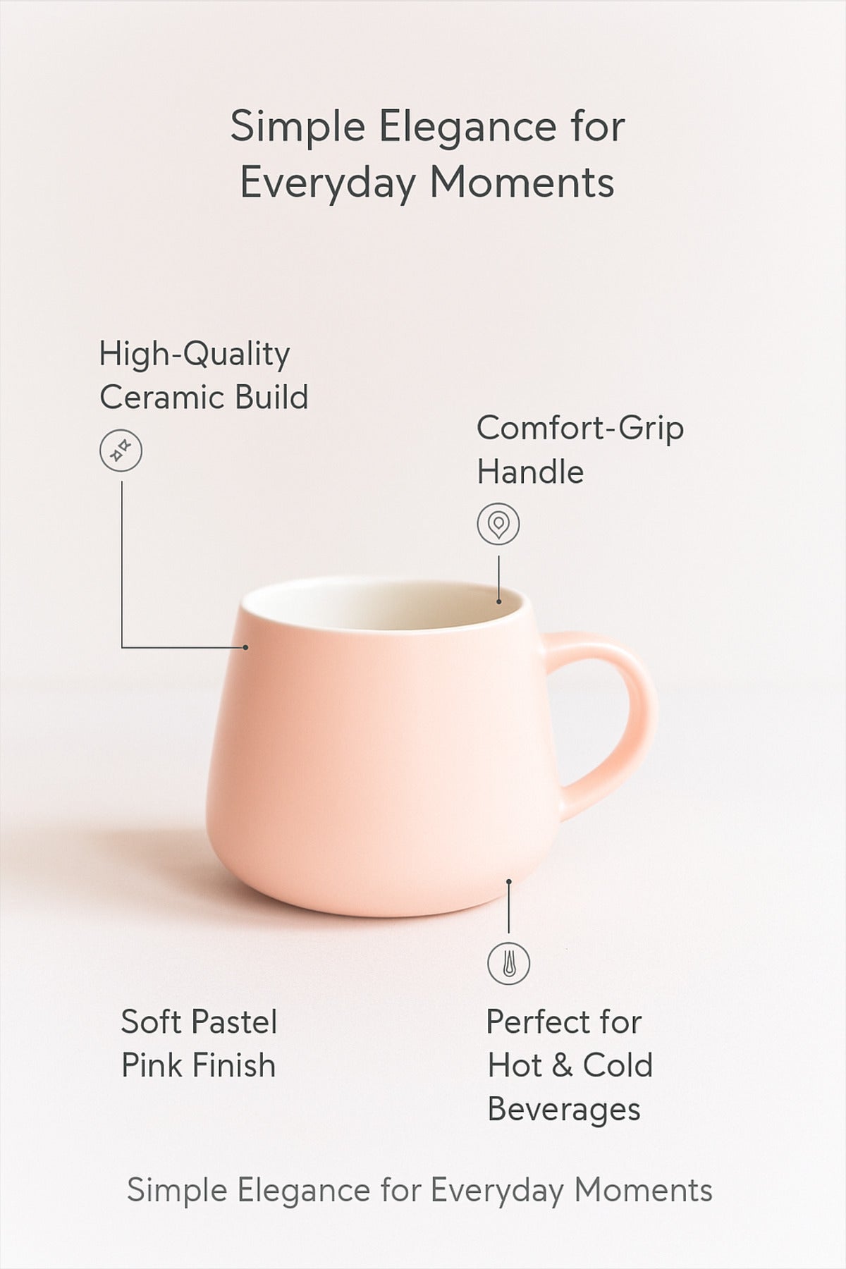 Pink Ceramic Mug Ð Minimalist Modern Coffee and Tea Cup