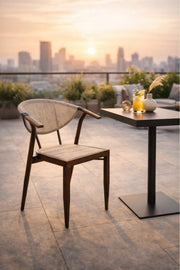 Beige and Coffee Modern Dining Chair with Mesh Back Armrests beige coffee Garden