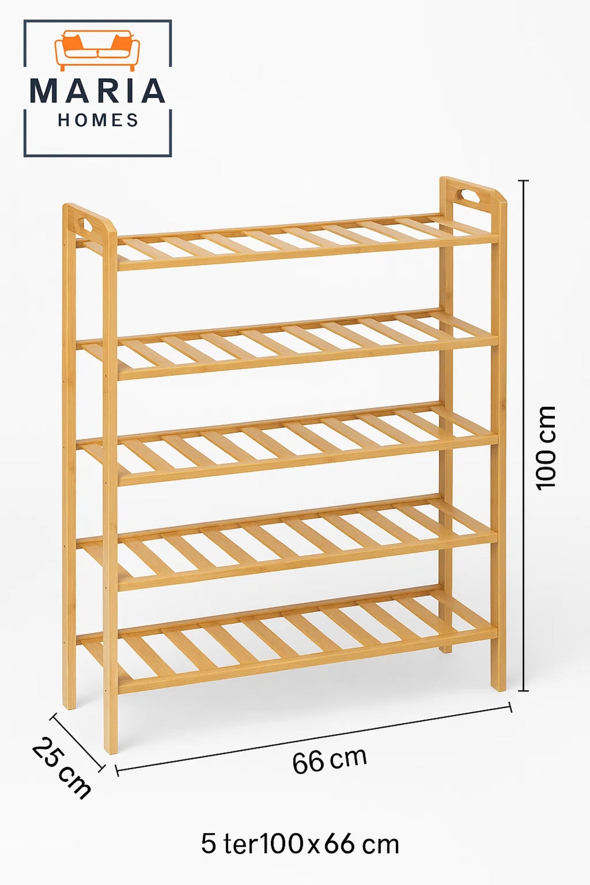 5-Tier Bamboo Shoe Rack Stand for Entryway or Closet Ð Slim, Spacious, and Natural Wood Finish