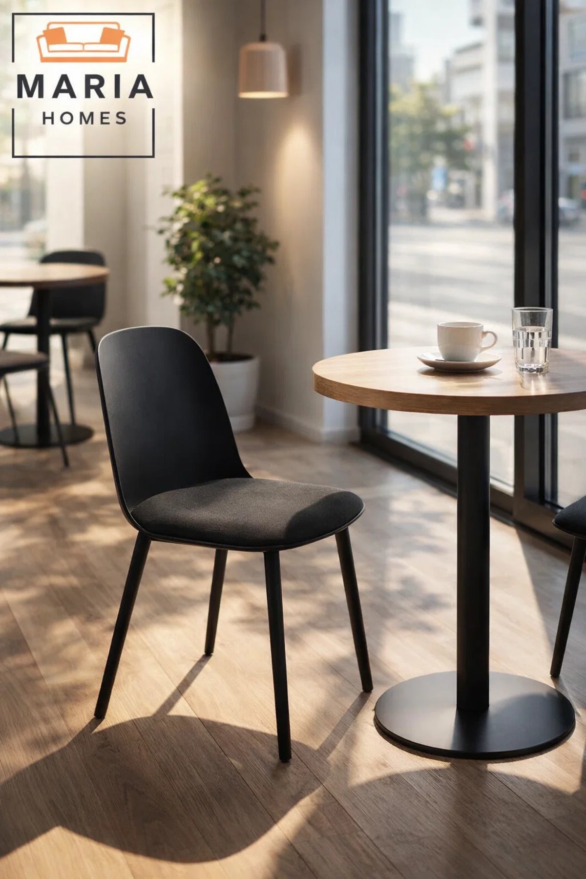 Black Dining Chair with Cushion Ð Modern Minimalist Side Chair