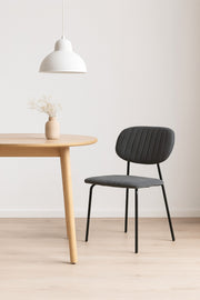 Light Blue Fabric Dining Chair Ð Modern Minimalist Chair with Black Metal Legs for Dining Room