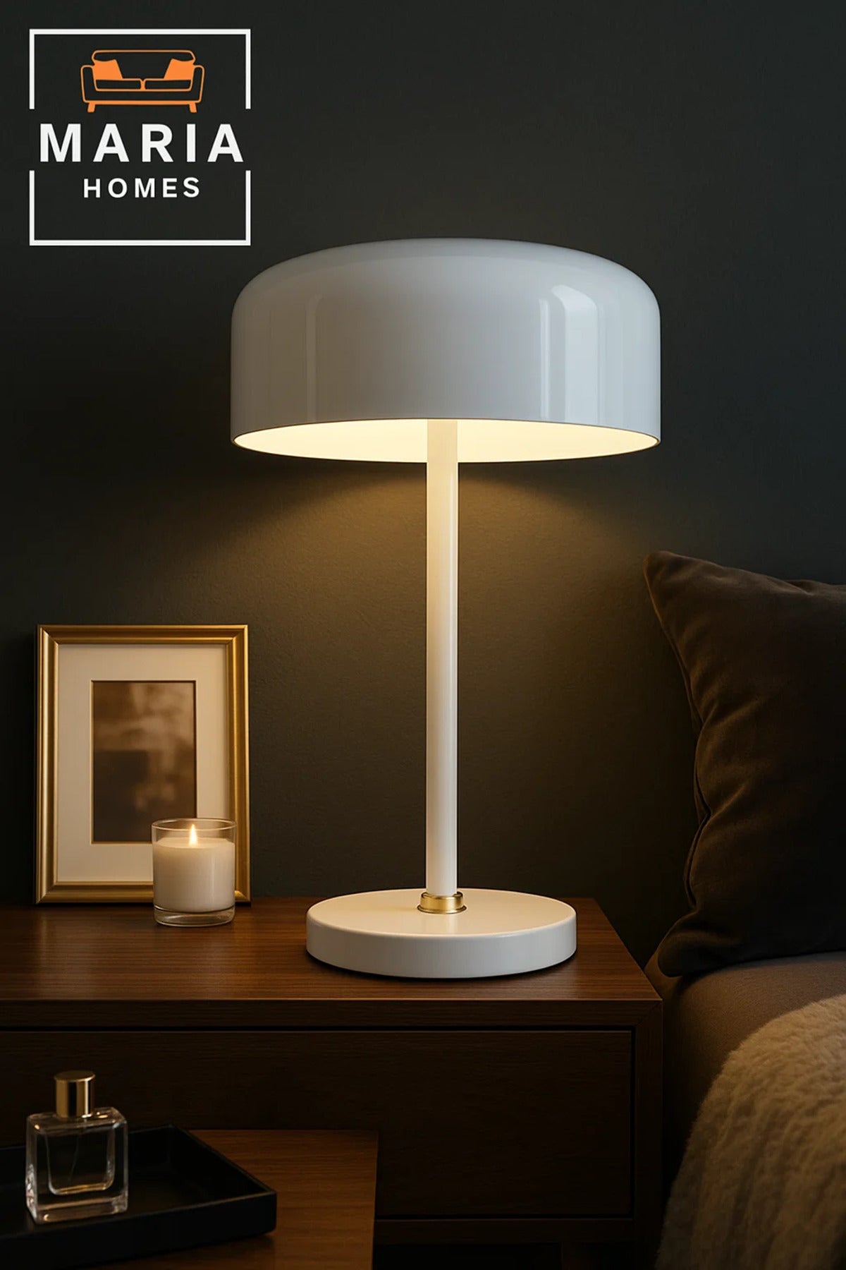Glossy White Modern Table Lamp