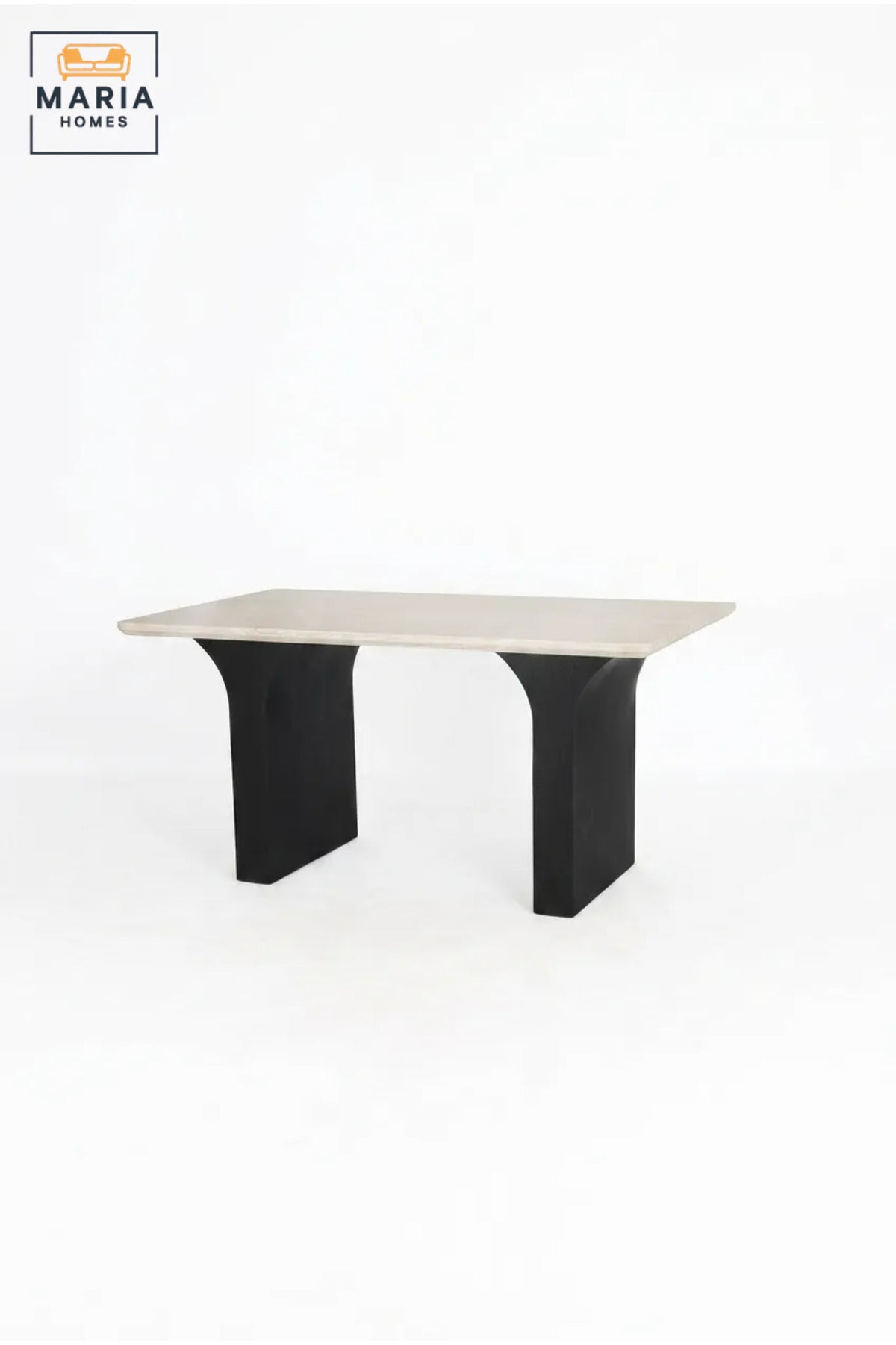 Modern Rectangular Dining Table with Wooden Top and Curved Pedestal Legs, Contemporary Table for Dining Room, Kitchen, Café and Restaurant