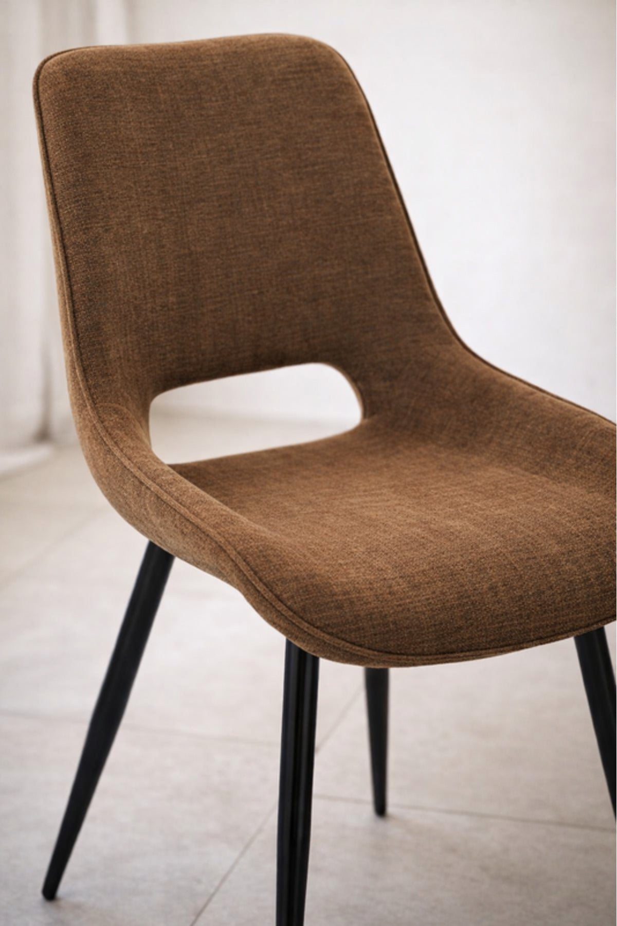 Brown Fabric Dining Chair 87x49x46cm Modern brown fabric dining Kitchen