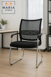 Black Mesh Office Visitor Chair with Chrome Frame Ð Ergonomic & Breathable Design