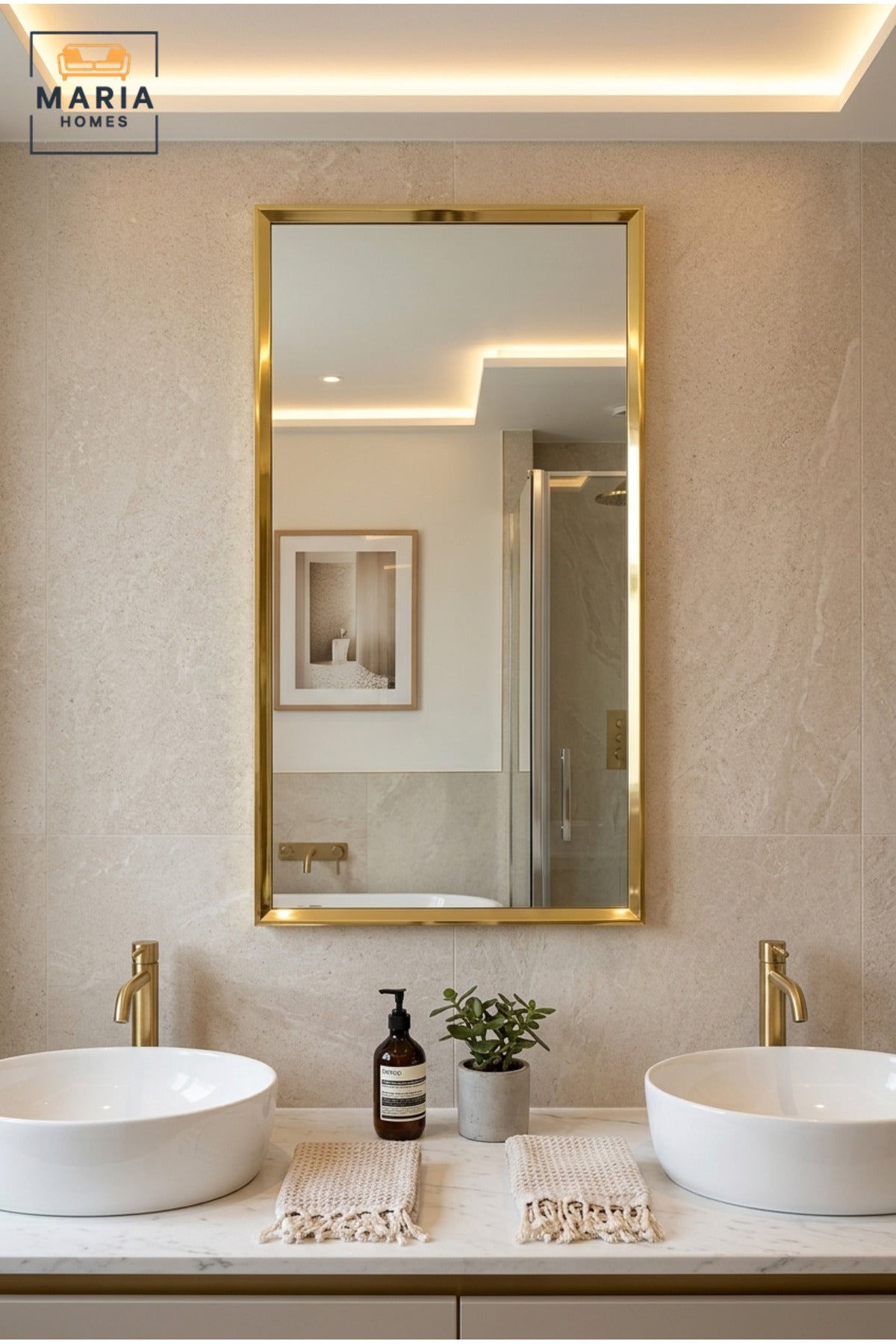 Large Rectangular Framed Wall Mirror 120 × 60 cm with Slim Bevelled Border, Modern Full-Length Dressing Mirror for Bedroom, Hallway and Entryway