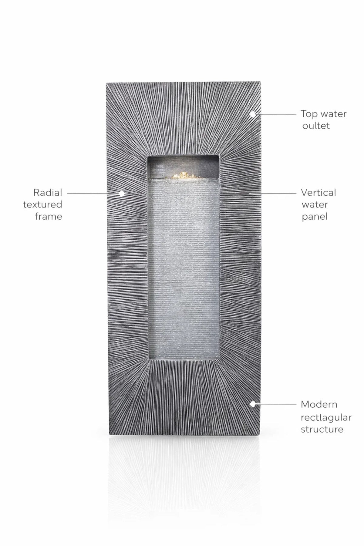 Modern Oval White Indoor Wall Fountain with LED Light Decorative Waterfall 105x50 cm