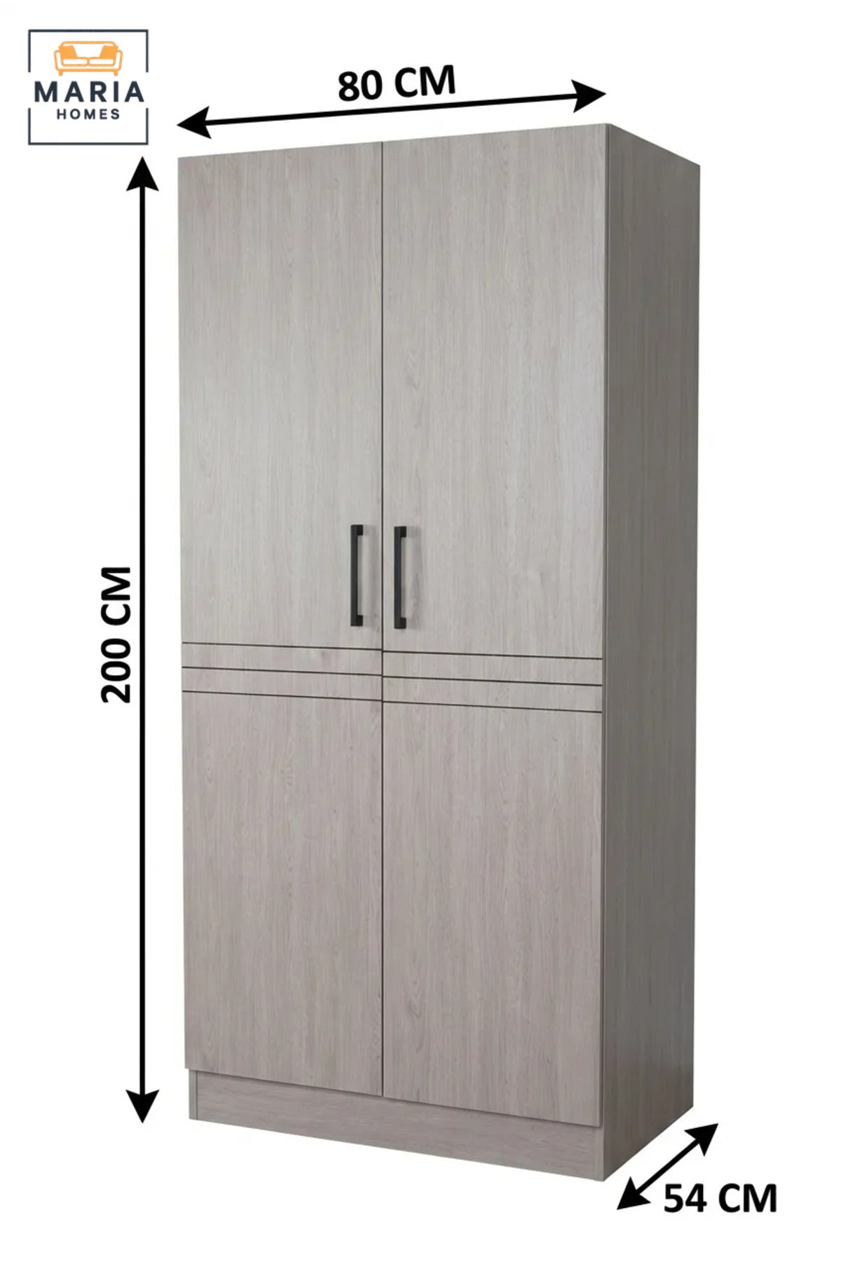 Modern 2-Door Wooden Wardrobe with Hanging Rail and Storage Shelves, Compact Freestanding Closet for Bedroom, Guest Room and Apartment