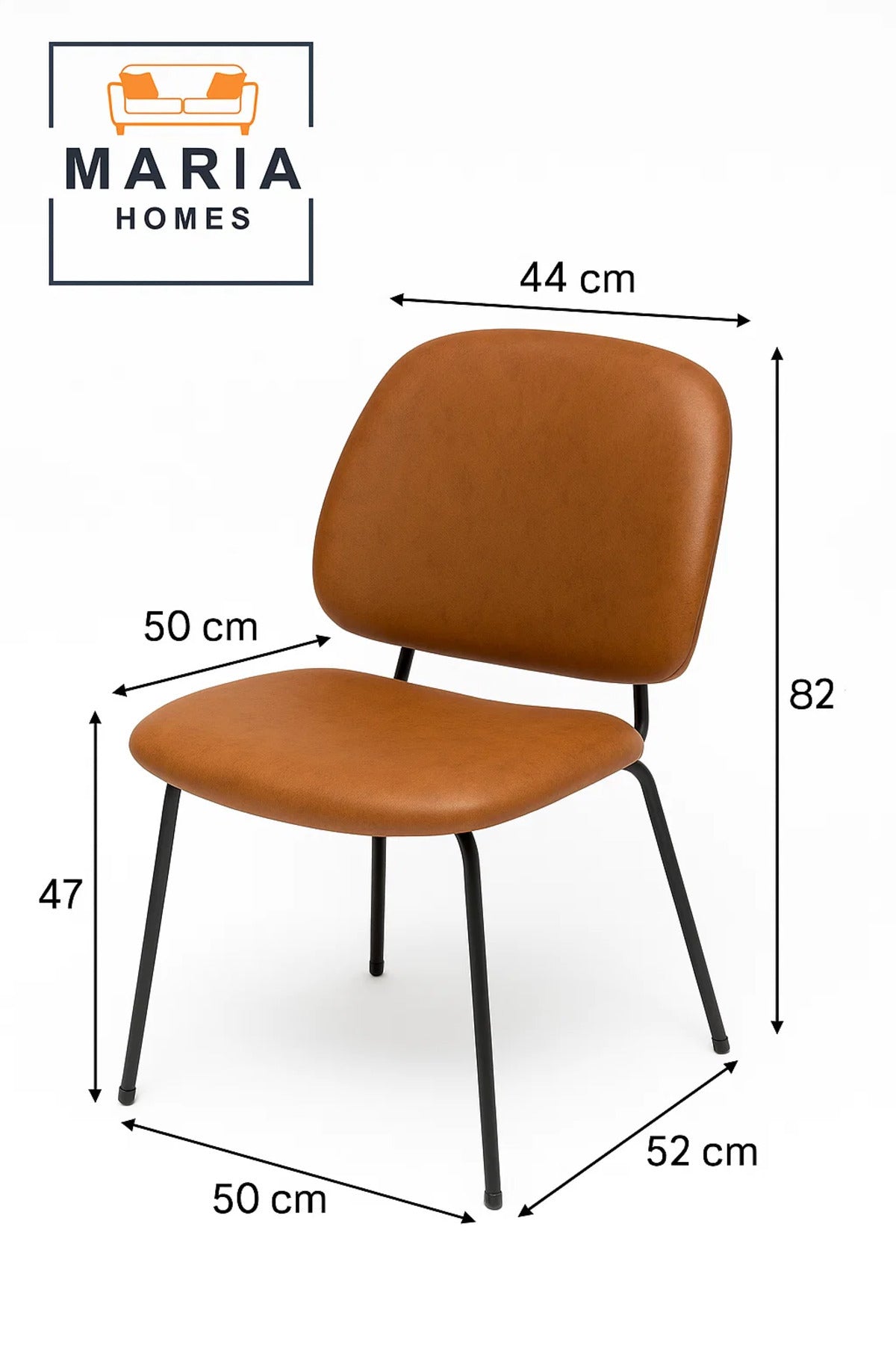 Retro Brown Faux Leather Dining Chair with Black Metal Legs Ð Modern Mid-Century Style Seating