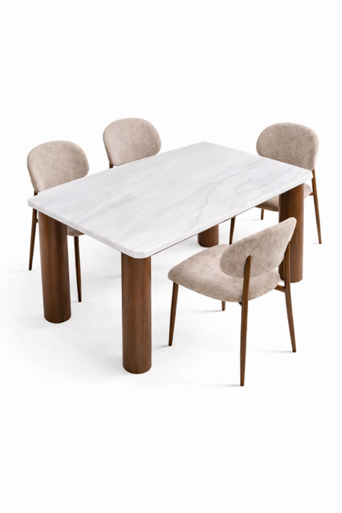 Marble Top Dining Table Set with 4 Chairs 160x90x75cm Modern marble top dining Dinner