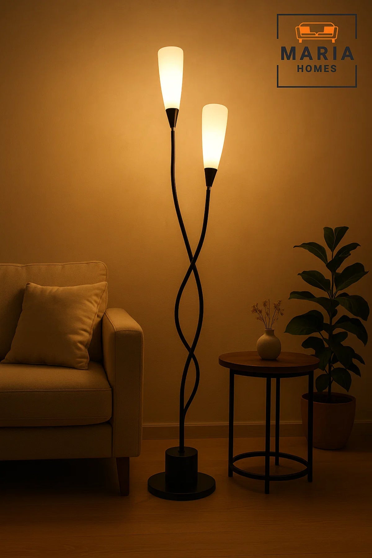 A006 Black Twin Branch Floor Lamp