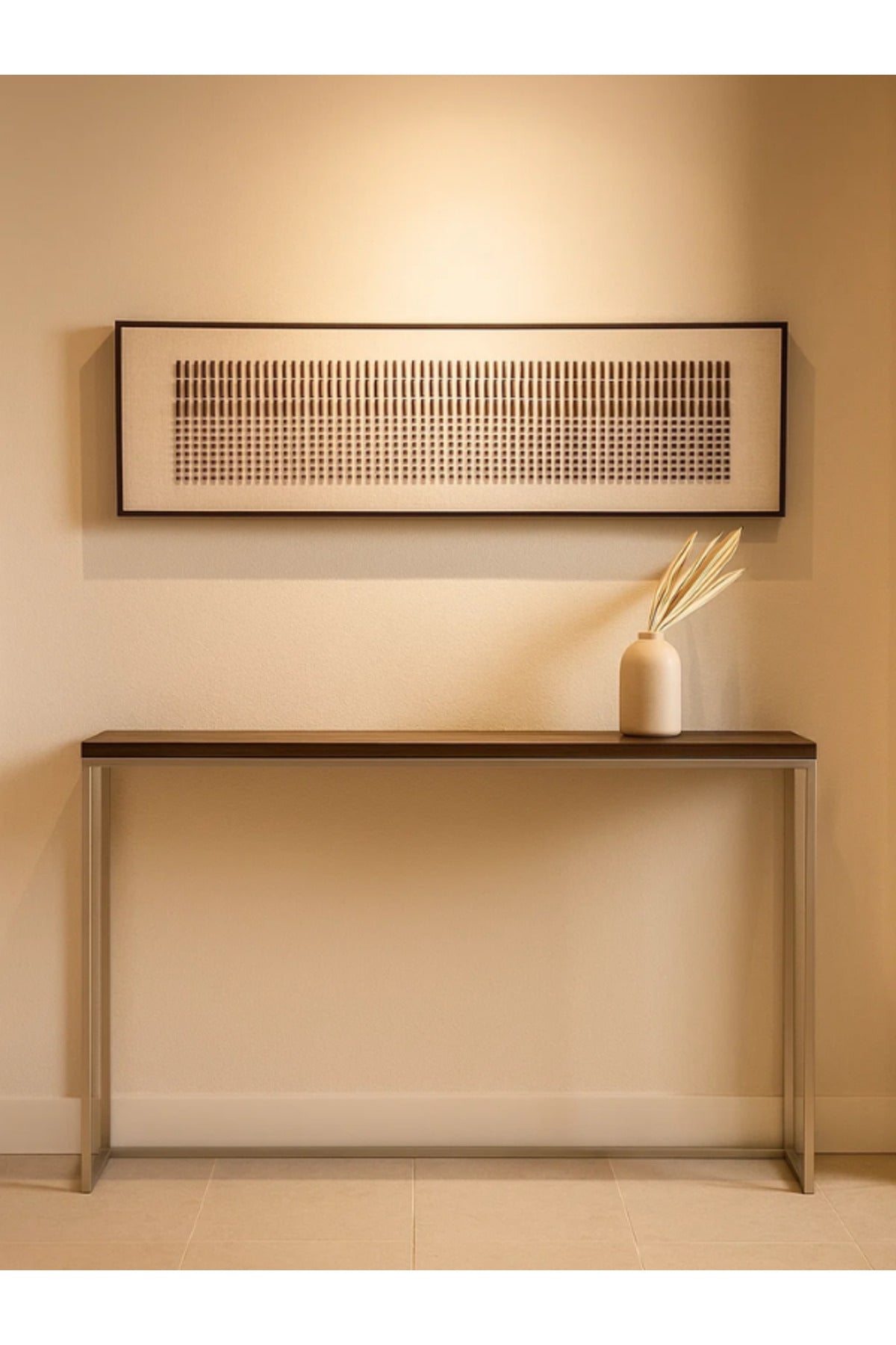 Modern Rectangular Wall Art Ð 150_50 cm Brown Geometric Framed Canvas for Home DŽcor