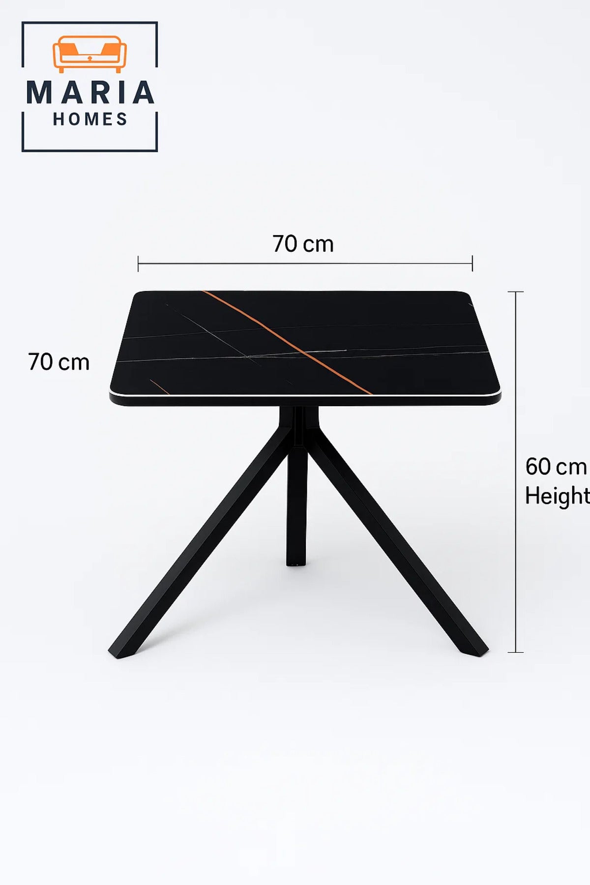 Square Black Dining Table √ê Modern Caf≈Ω, Restaurant, Office & Home Metal Furniture 70_70_60 cm