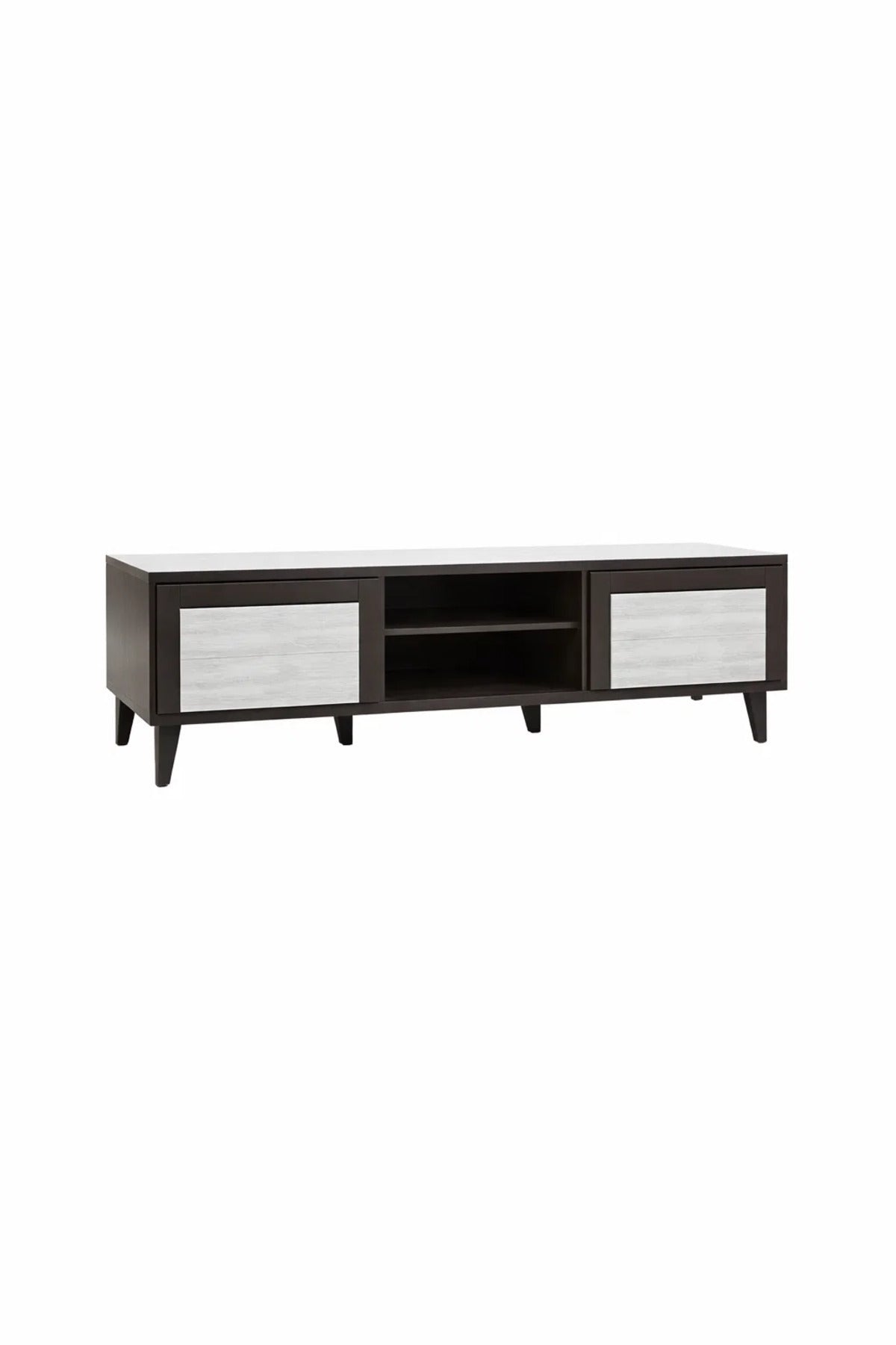 Brown & Grey TV Stand √ê 160x40x45 cm Modern Plasma Table with Cabinets & Shelves
