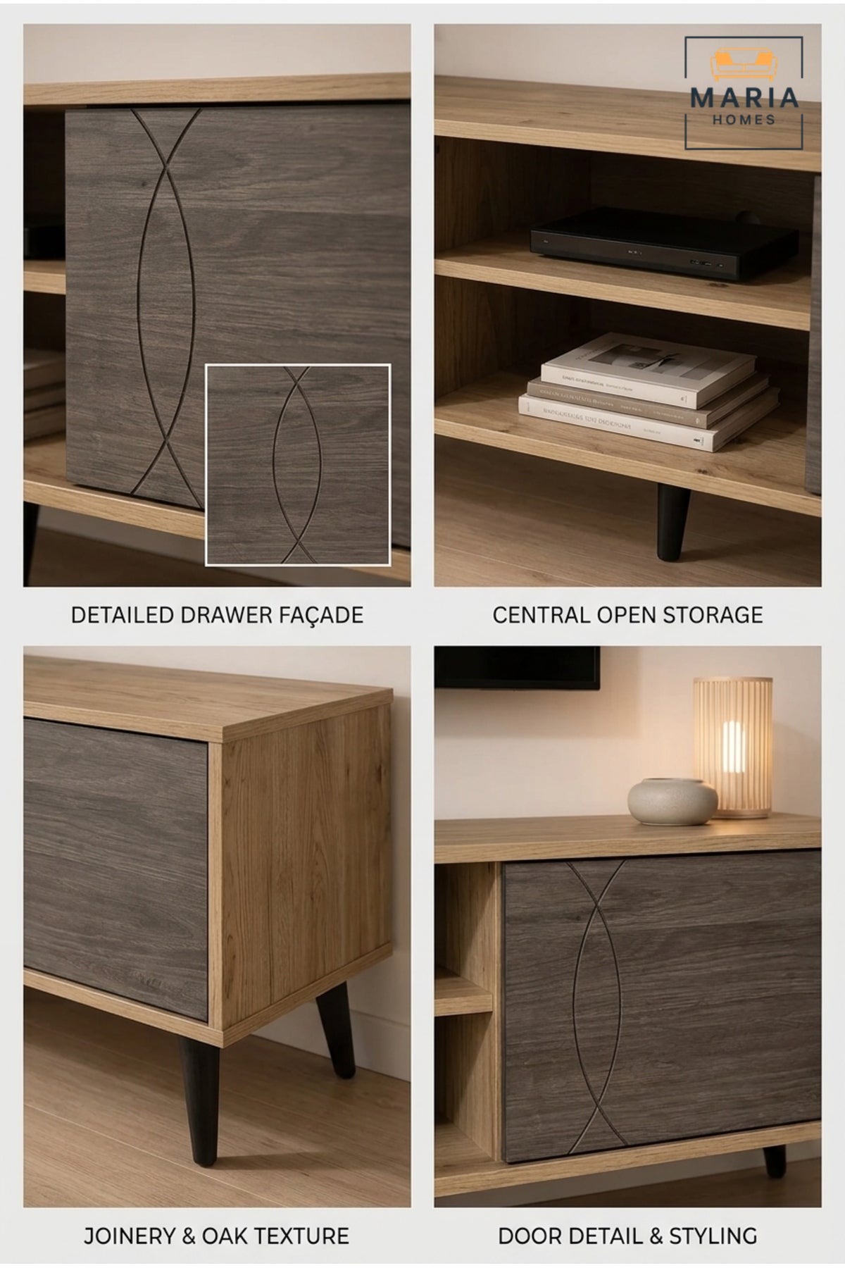 Modern Two-Tone TV Unit with Sliding Doors √ê Wooden Entertainment Console Cabinet