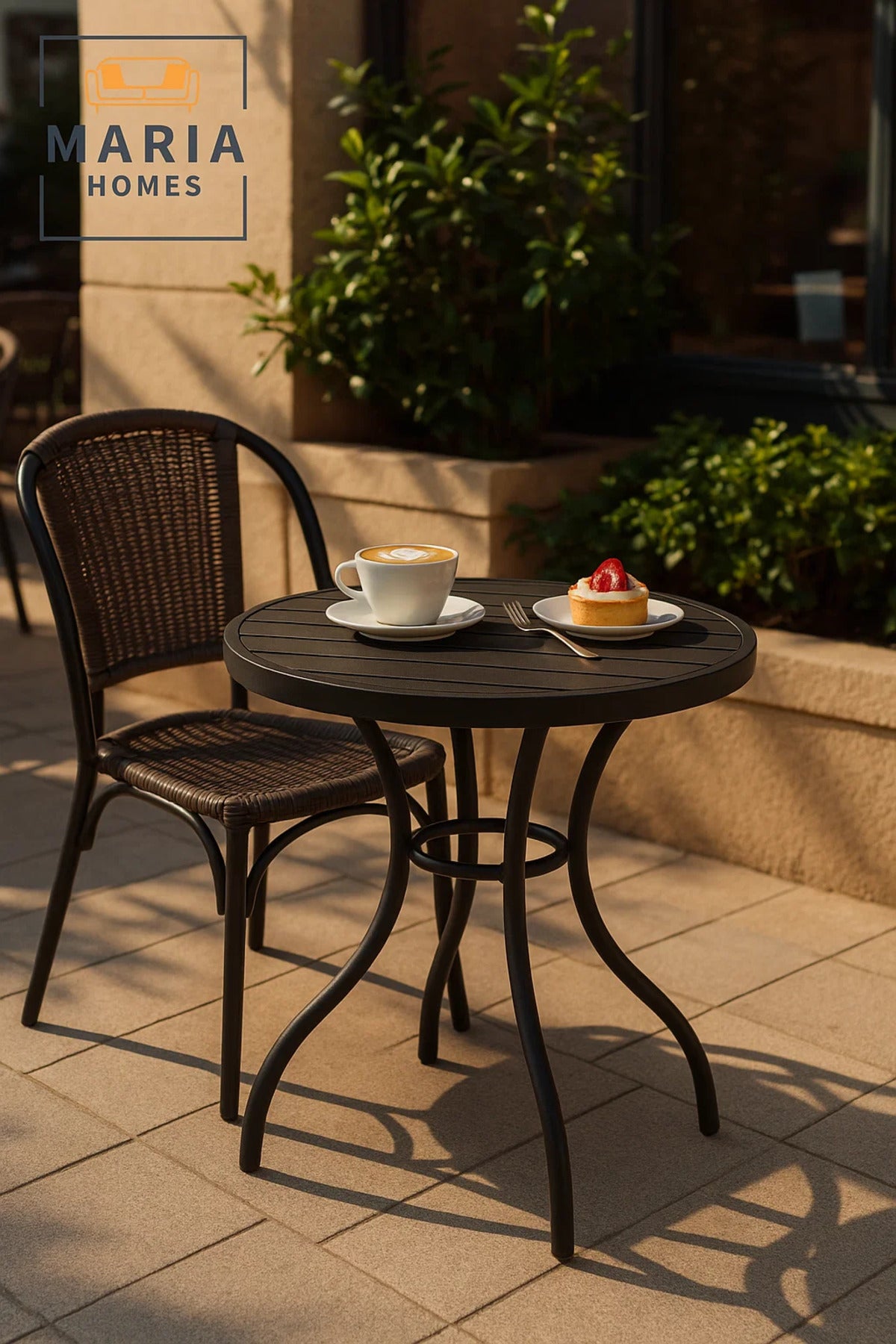 Modern Black Round Cafe Table 80x80x75 cm Outdoor and Indoor Metal Dining Table
